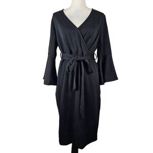 Pinup Fashion Womens Plus Size 14 Black Knee-Length Dress Belted Waist Classy